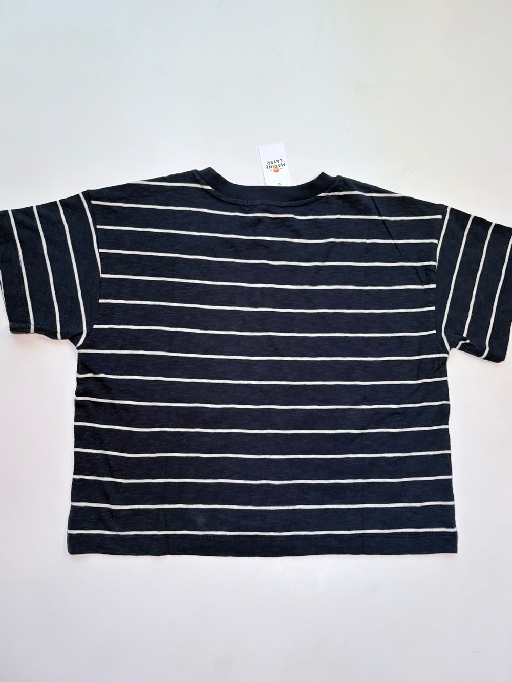 Marine Layer Vintage Slub Crop Tee Navy and White Striped - Picture 4 of 6